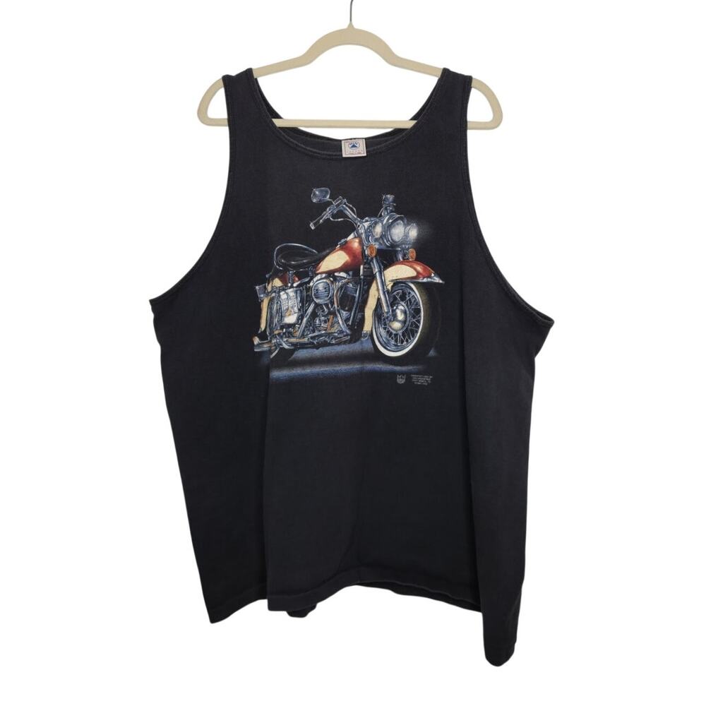 Vintage 90s Biker Harley Tank Top Delta 2XL Black Shirt Workout HD Motorcycle